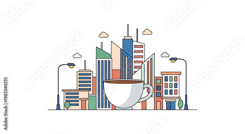 Colorful illustration of a coffee cup.