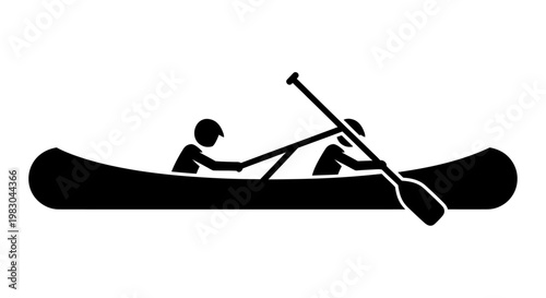 Person Paddling a Canoe Silhouette.