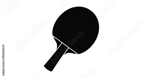 A black silhouette of a table tennis paddle against a white background silhouette