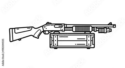 Shotgun on Crate Icon Vector Illustration