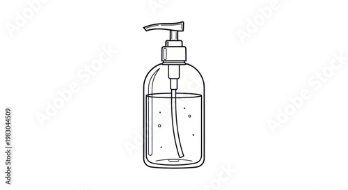 Hand sanitizer bottle with liquid.