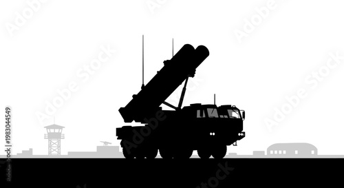 Silhouette of a Mobile Missile Launcher Truck with Launch Tubes Raised