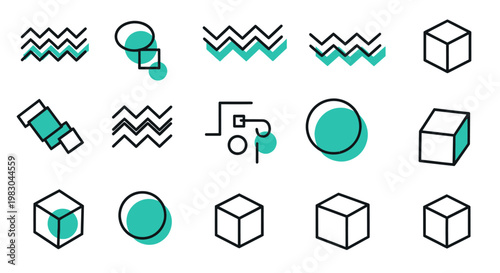 Collection of basic geometric shapes icons.