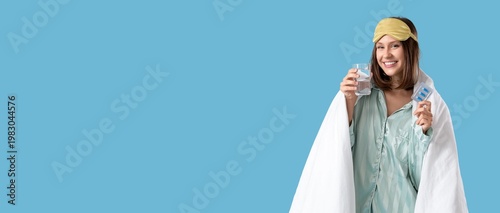 Young woman in pajamas, wit...