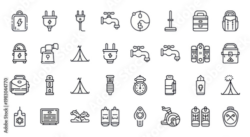 Collection of industrial and construction icons.