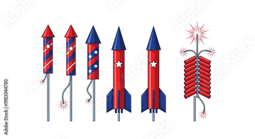 Red and blue model rockets toys.