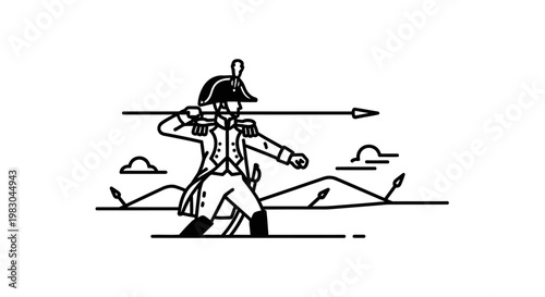 Soldier in historical uniform throwing spear in battle scene with mountains and arrows