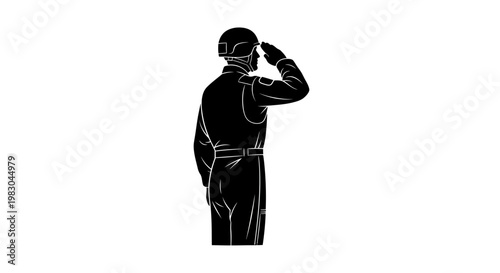 Soldier in uniform saluting, silhouette, military, respect, honor, duty, patriotism, national symbol