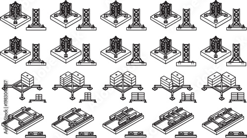 A detailed technical blueprint showcasing a comprehensive array of engineering components, precision-crafted for structural integrity and functional efficiency.