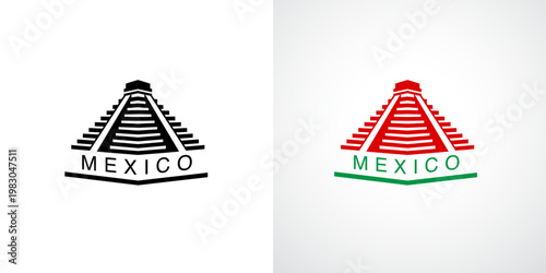 Minimal geometric pyramid icon inspired by Mexican heritage architecture. Clean vector design representing culture, history, and identity