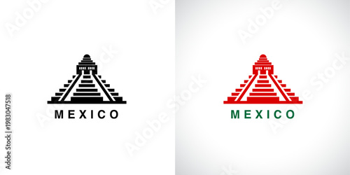 Minimal geometric pyramid icon inspired by Mexican heritage architecture. Clean vector design representing culture, history, and identity