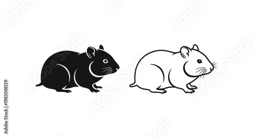 Black and White Rodents: Hamster vs Guinea Pig Comparison Vector