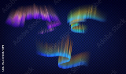 幻想的なオーロラカラーの光が揺らめく神秘的なグラデーションライトエフェクト背景透過にも使える抽象デザイン