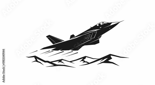 Fighter Jet Soaring Over Mountain Peaks in Dynamic Flight