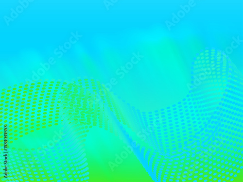 滑らかなグラデーションとドットの波形が織りなす未来的データフロー抽象背景、テクノロジーとデジタルネットワークを表現したビジュアルデザイン素材