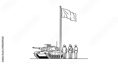Tank and Soldiers Salute Flag: Military Power, Patriotism, and National Pride