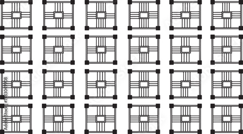 Geometric grids form a captivating graphic pattern. The art piece evokes a sense of order, structure, and artistic style.