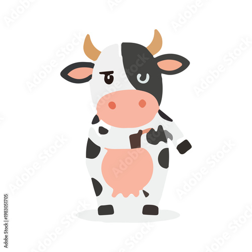 Cute Cartoon Cow Vector Illustration