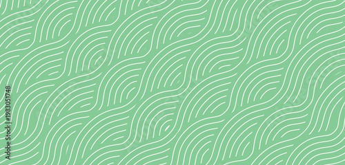 Green organic pattern with flowing abstract lines simple agricultural hill. Vector illustration featuring wavy strokes.