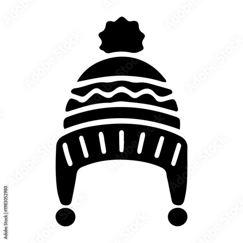 Black Winter Beanie Silhouette Icon
