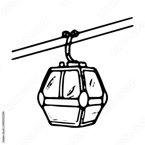 Hand Drawn Cable Car Illustration