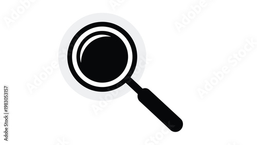 Classic black magnifying glass icon isolated on a white background representing search, investigation, and detailed inspection.
