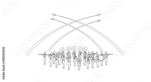 Military Band Performs Under Air Show Jets