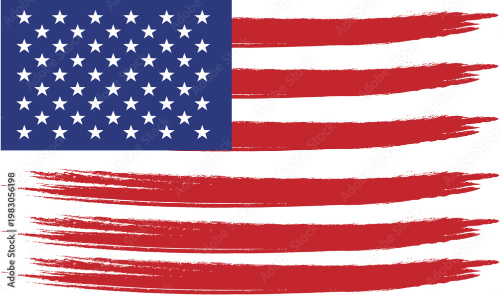 Obraz premium USA Flag Brush Style Design for Patriotic Celebration America