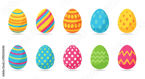 Colorful Decorated Easter Eggs Collection - Spring Holiday Celebration