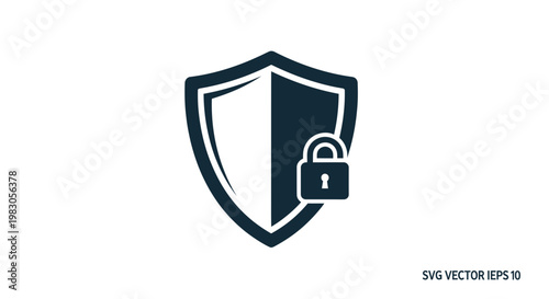 Shield with Lock Icon - Security and Protection Symbol