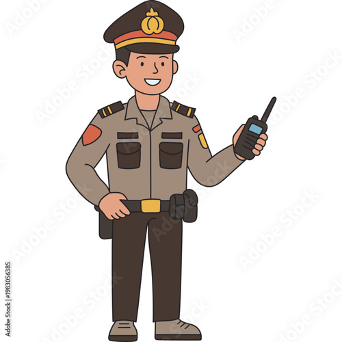 Indonesian Police Officer Illustration