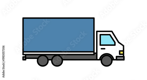 Large Blue Delivery Truck Vehicle.
