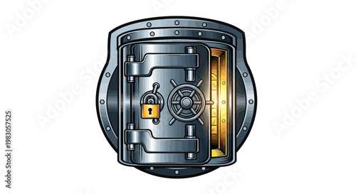 Secure Metal Bank Vault Door.