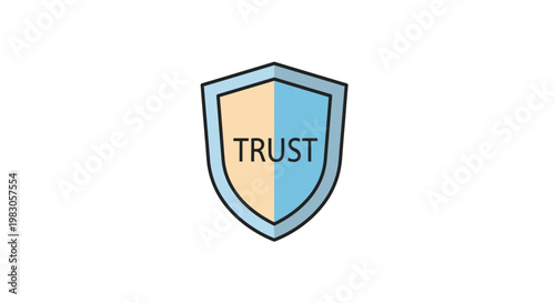 Shield with trust text inside.