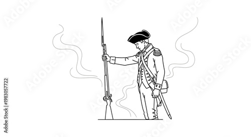 Revolutionary War Soldier with Musket and Smoke