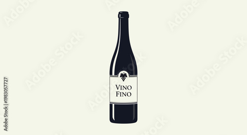 Wine bottle with white label.