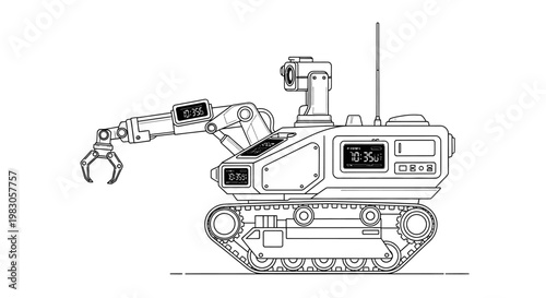 Robotic Arm Vehicle with Tracks and Camera - Futuristic Technology