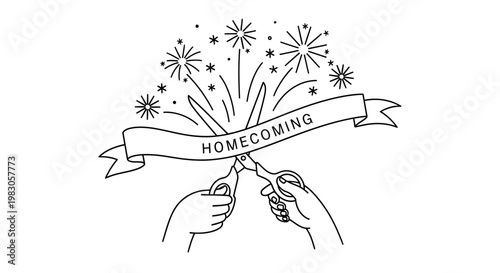 Ribbon Cutting Ceremony with Fireworks for Homecoming Celebration