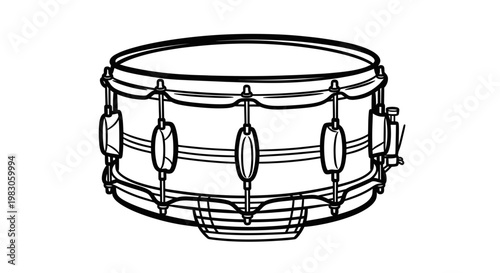 Snare drum outline, musical instrument illustration, percussion graphic