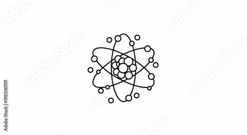 Abstract illustration of an atom with orbiting electrons and a central nucleus