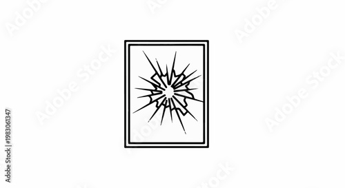 Stylized illustration of a cracked window pane with radiating lines