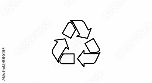 A black and white outline of the universal recycling symbol