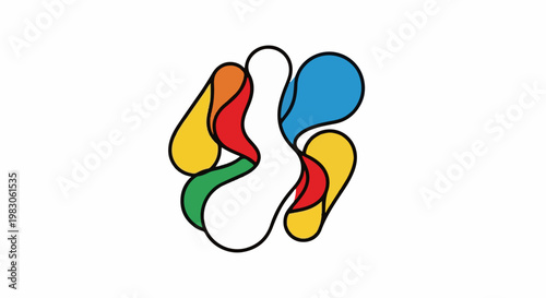 Abstract blob shapes in vibrant colors with black outlines