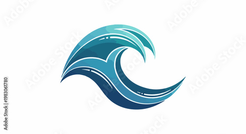 Abstract blue wave logo design with flowing lines and watercolor effect