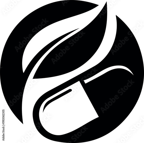 Yin Yang symbol minimalist black and white circular balance design