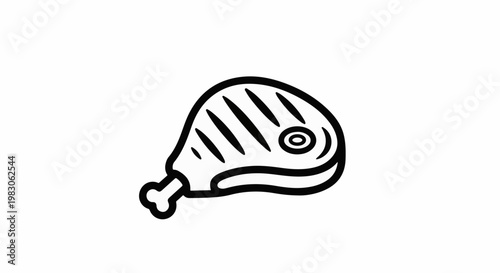 Stylized illustration of a grilled steak with bone on white background