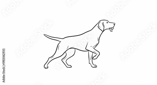 Athletic dog in profile, line drawing, poised on hind legs