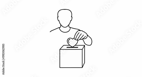 Person placing heart shape into donation box