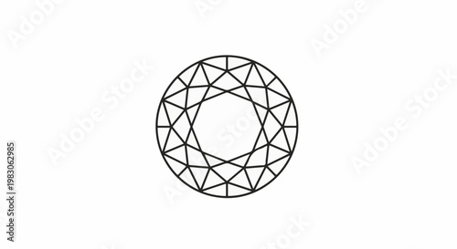 Black and white outline of a faceted gemstone
