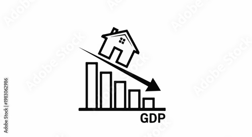 Downward trend in housing market and GDP growth shown by graph